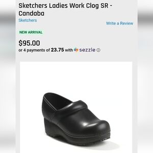 Skechers Work Black Leather Clogs Size US 7.5